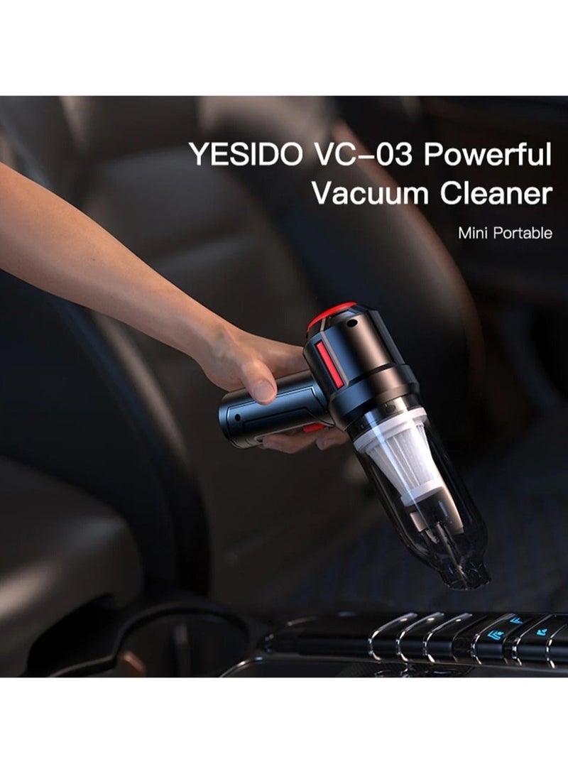 Yesido VC03 4500Pa Rechargeable Wireless Mini Handheld Vacuum Cleaner with 2000mAh Battery – Compact and Powerful Suction for Home, Car, and Office – Cord-Free and Lightweight Design - Image 4