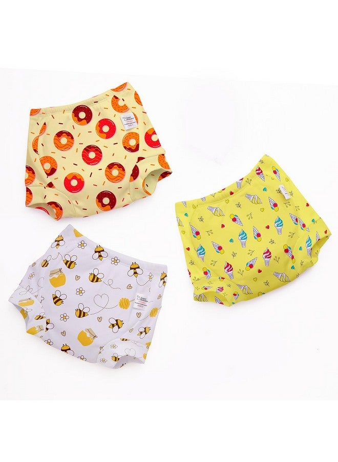 سوبربوتمز ملابس داخلية مبطنة من SuperBottoms™ | للتدريب على استخدام المرحاض وقضاء وقت خالٍ من الفوضى بدون حفاضات | تمنع برك البول | 3 طبقات من الحشو القطني الفاخر (بدون إسفنج) | (Sweet Tooth، المقاس: 2، عبوة من 3 قطع) - Image 1