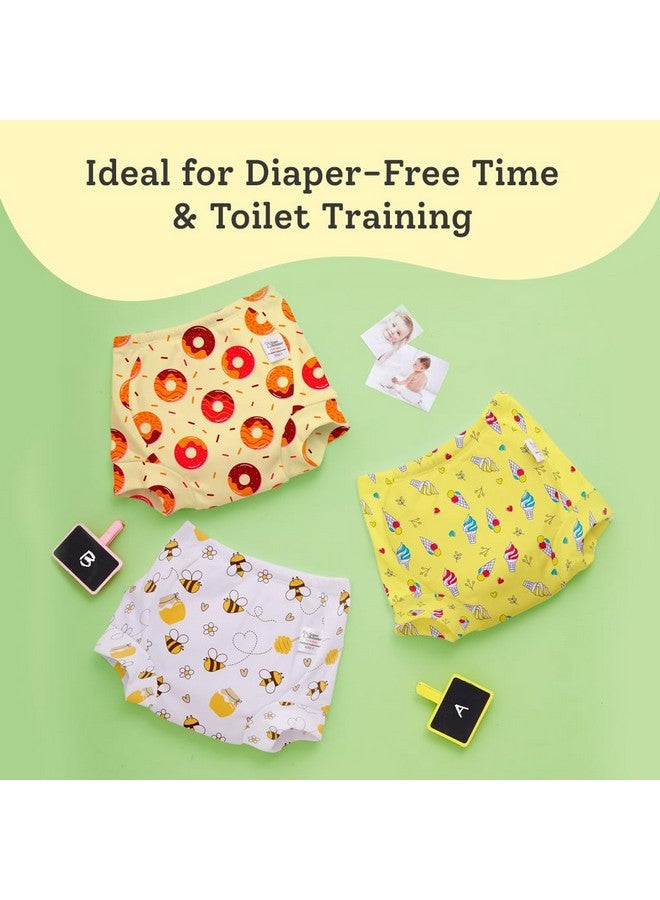 سوبربوتمز ملابس داخلية مبطنة من SuperBottoms™ | للتدريب على استخدام المرحاض وقضاء وقت خالٍ من الفوضى بدون حفاضات | تمنع برك البول | 3 طبقات من الحشو القطني الفاخر (بدون إسفنج) | (Sweet Tooth، المقاس: 2، عبوة من 3 قطع) - Image 2
