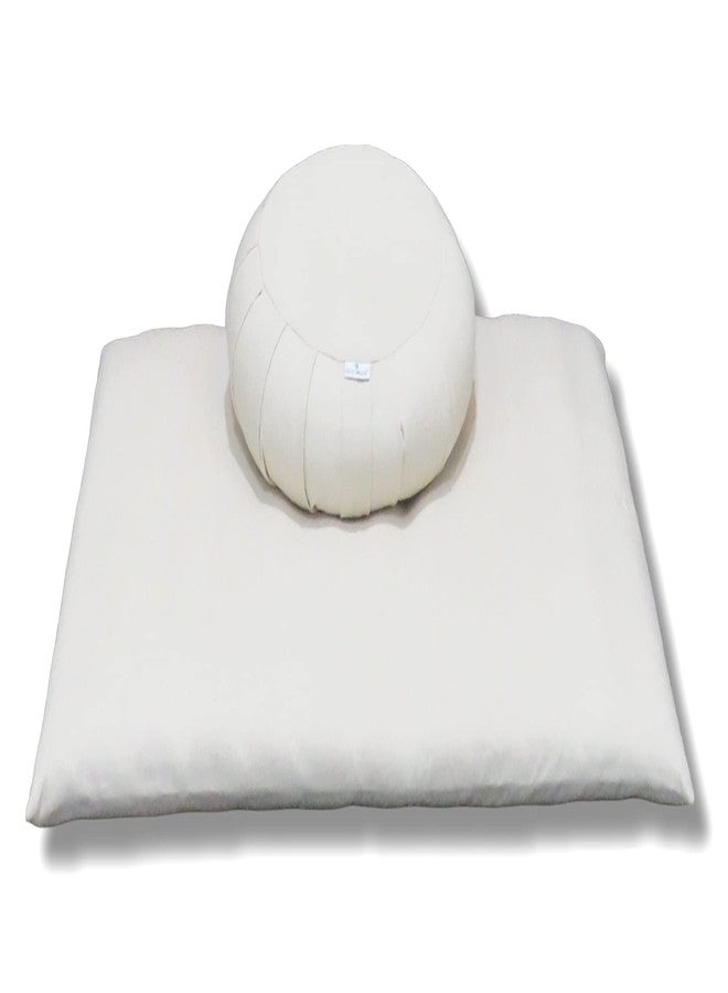 NutriBuck® Zafu & Zabuton Mat Combo Meditation Yoga Cushion Filled with Buckwheat Hulls, Elevate Your Meditation and Yoga Experience, Enhances Posture and Serenity in Your Practice_(Cream) - Image 1