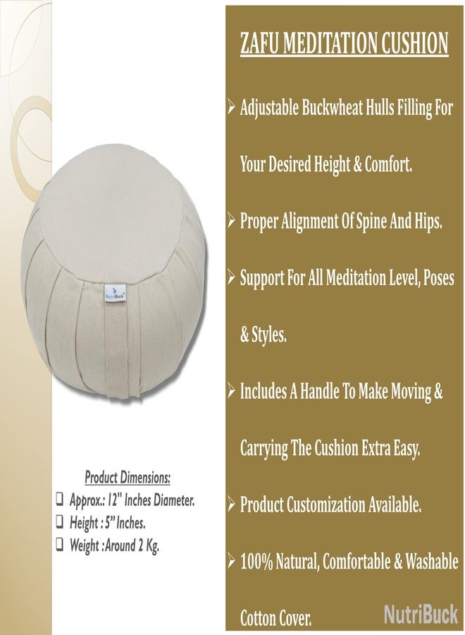 NutriBuck® Zafu & Zabuton Mat Combo Meditation Yoga Cushion Filled with Buckwheat Hulls, Elevate Your Meditation and Yoga Experience, Enhances Posture and Serenity in Your Practice_(Cream) - Image 3