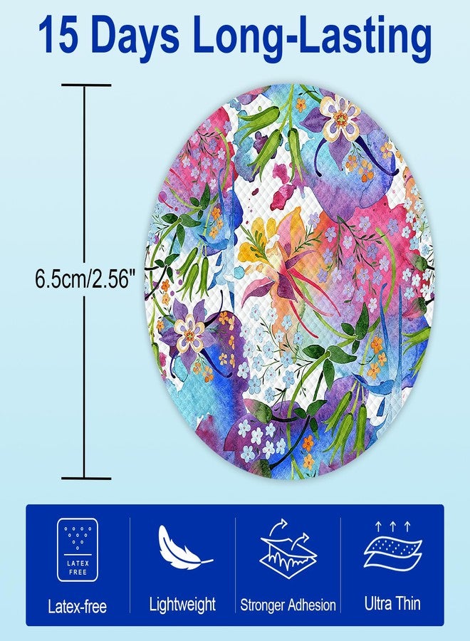 HONYOU 15Pcs Libre 3 Plus Sensor Covers Waterproof & Sweatproof, Floral Blossom Pattern Print 15 Days Long Stay Protective Hypoallergenic & Latex-Free, No Hole CGM Adhesive Patches for Libre 3 - Image 3