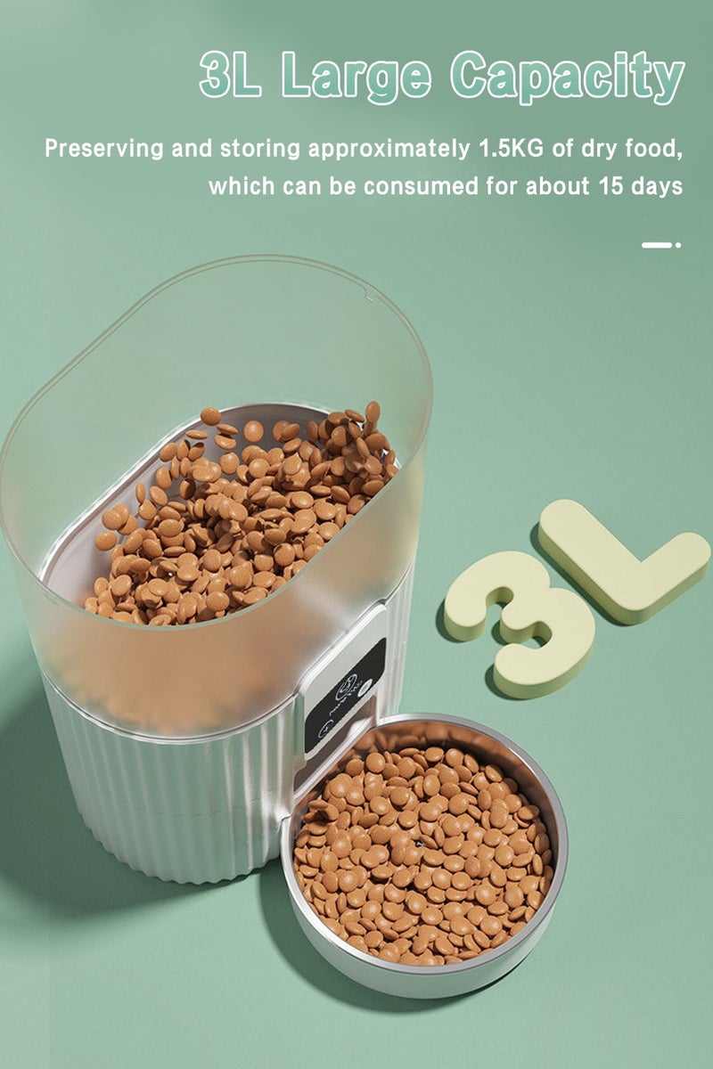 LEOKOR Automatic Cat Feeder, 2.4G WiFi Pet Feeder for Dog, Timed Cat Food Dispenser for Remote Feeding with Stainless Steel Bowl up to 10 Meals Per Day with APP (White) - Image 3