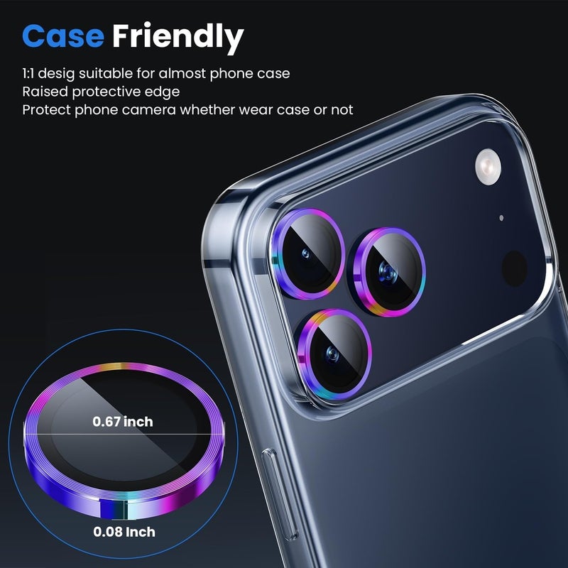 WSKEN for iPhone 17 Pro/iPhone 17 Pro Max Camera Lens Protector - [Original Shooting Mode] Shatterproof Metal HD Tempered Glass Camera Screen Protector Cover Film for iPhone Accessories - Image 4