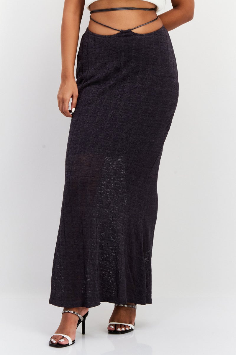 Reserved Women Strappy Maxi Skirts, Dark Grey - Image 1