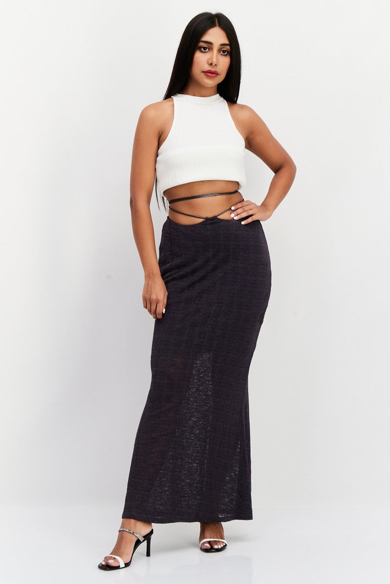 Reserved Women Strappy Maxi Skirts, Dark Grey - Image 4