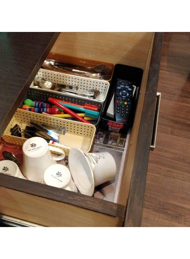 CSM® Plastic Multipurpose Desk Organizer Tray Office Drawer Dividers Storage Bins for Kitchen, Bathroom, Office, Makeup, Bedroom Dresser, Multicolor (Dimensions : 25.5 cm*10.5 cm*5 cm) Pack of 12 - Image 5