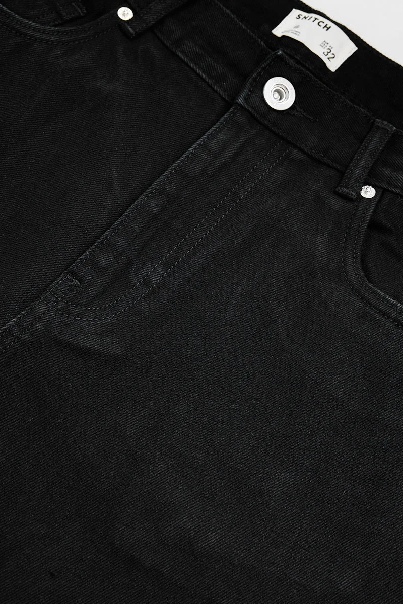 SNITCH Black Black Solid Straight Fit Casual Jeans for Men | Best Price UAE