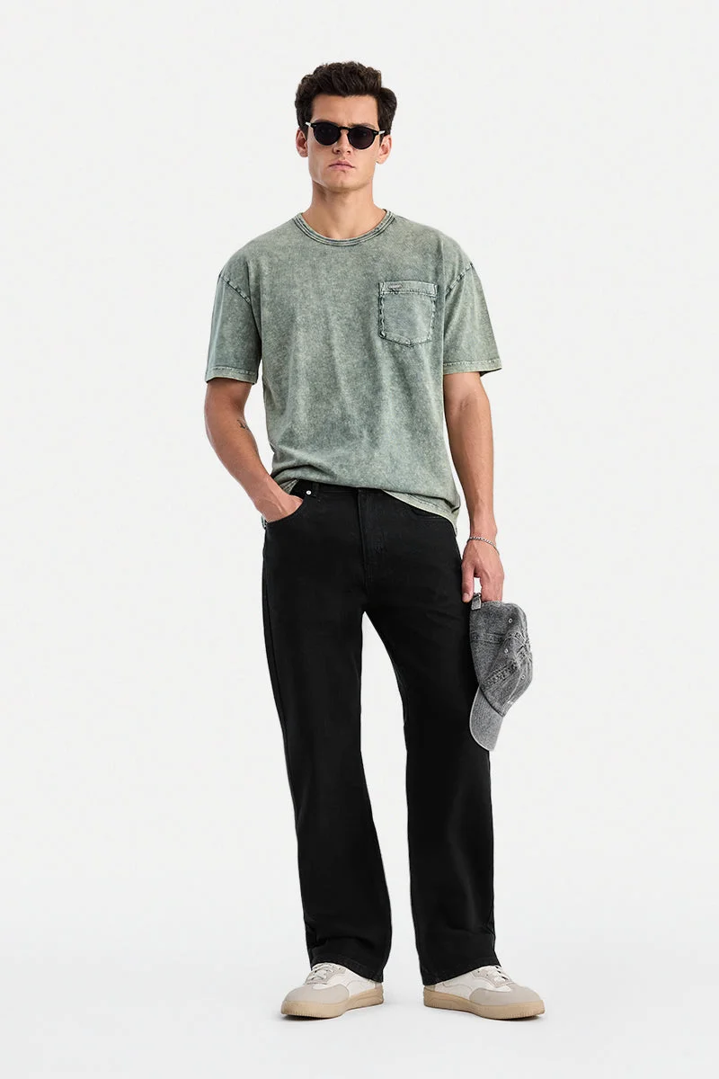SNITCH Black Black Solid Straight Fit Casual Jeans for Men | Best Price UAE