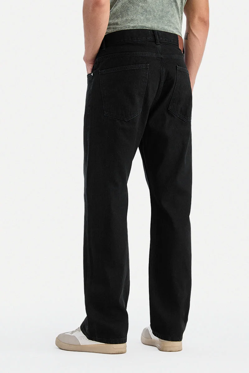 SNITCH Black Black Solid Straight Fit Casual Jeans for Men | Best Price UAE