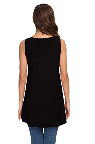AWULIFFAN Women's Summer Sleeveless V-Neck T-Shirt Tunic Tops Blouse Shirts (Black,Small) - Image 3