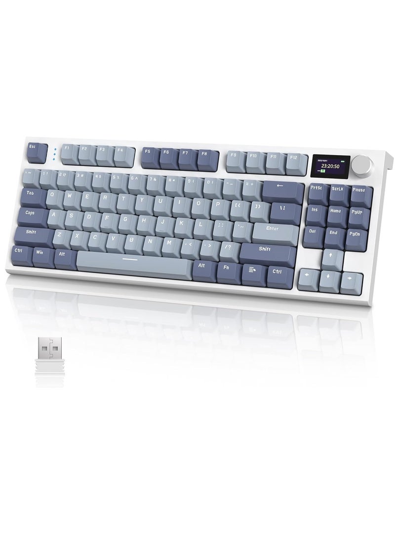 Attack Shark K86 RGB Wireless Gasket Mechanical Keyboard,Triple Mode Bluetooth5.0/2.4G/USB-C 87 Keys Hot Swappable Gaming Keyboard, 4000 mAh Battery 1.2'' HD OLED Display Volume Rotary Button for Games and Work - Image 1