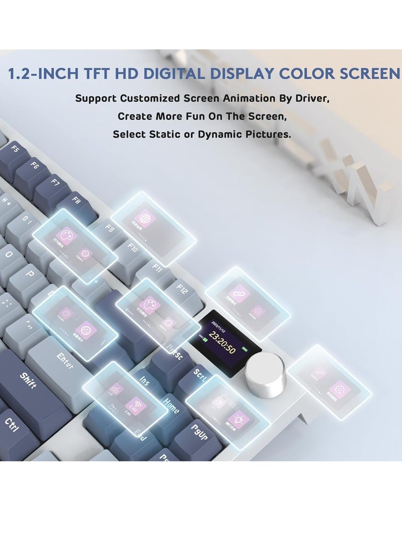 Attack Shark K86 RGB Wireless Gasket Mechanical Keyboard,Triple Mode Bluetooth5.0/2.4G/USB-C 87 Keys Hot Swappable Gaming Keyboard, 4000 mAh Battery 1.2'' HD OLED Display Volume Rotary Button for Games and Work - Image 4