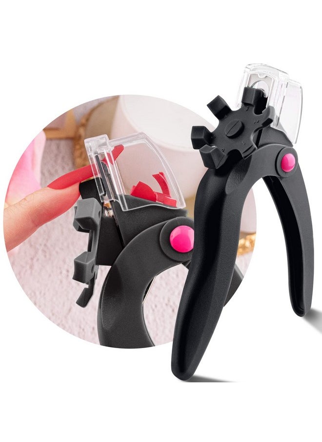 BELLEBOOST Belleboost Adjustable Acrylic Nail Clippers with Sizer, Catcher and Length Measurement, Black Professional Dial Stainless Steel Blade Nail Tips Cutter, Fake Nail Trimmer, Manicure Tool for Salon Home  - Image 1