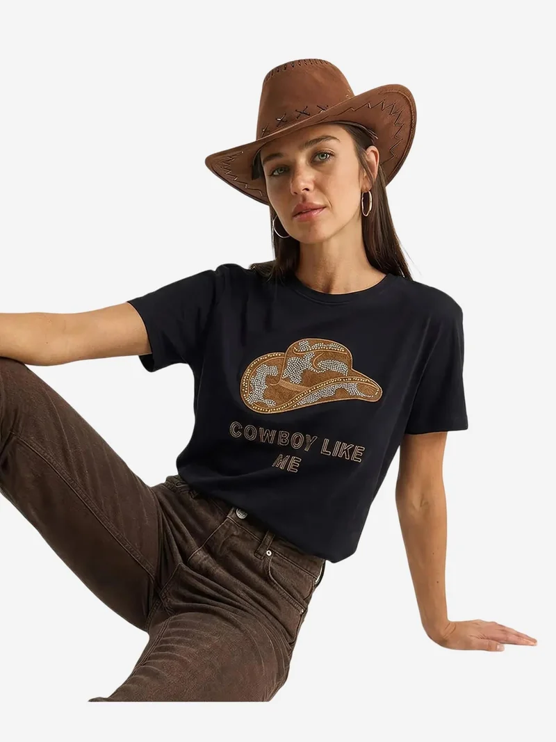 بيانكو لوتشي LUCCI Embroidered Crew Neck Cotton T-Shirt