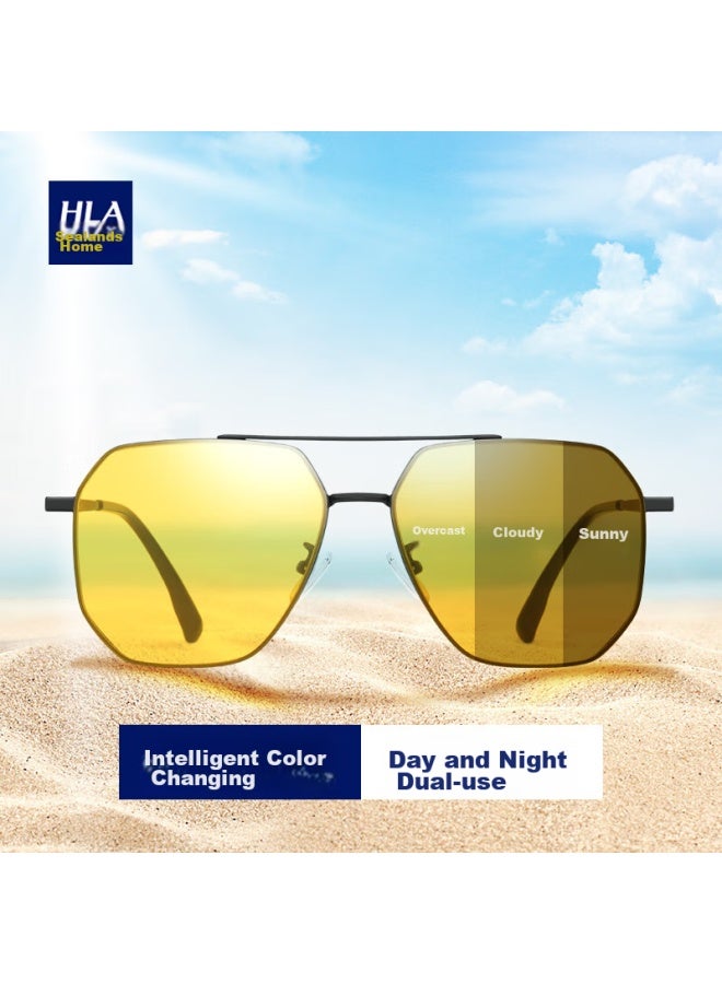 Hla Polarized Sungl For Day And Night Use, Photochromic Sungl For Men, Night Vision Gl For Driving, Gift, Black - Image 1