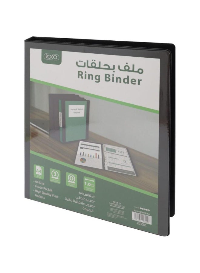 3 "O" Ring Presentation Binder 1.00 in ( 2.54 cm )A4 Plastic/Pressboard Black