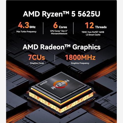 Beelink EQR5 Mini Pc,AMD Ryzen 5 5625U(6C/12T,up to 4.3GHz),Mini Computer with 16GB DDR4 RAM/500GB M.2 PCle 3.0 X4 SSD,Micro Pc Support 4K FPS,WiFi6/BT5.2/USB3.2/Home/Office/Game - Image 2