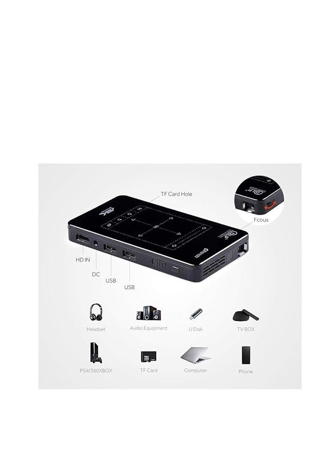 Etrends DLP Android Mini Projector D7 RAM 2GB / ROM 16GB With Built-in WiFi Bluetooth 4K HDMI Projector - Black - Image 2
