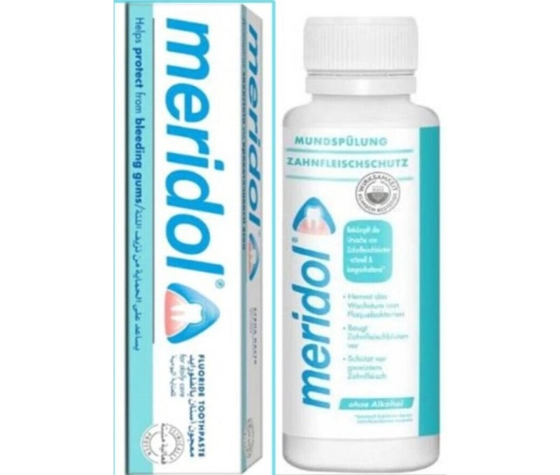meridol Gum Protection Oral Care Bundle – Fluoride Toothpaste 75g and Mouthwash 100ml – Helps Protect from Bleeding Gums, Daily Care, Alcohol Free