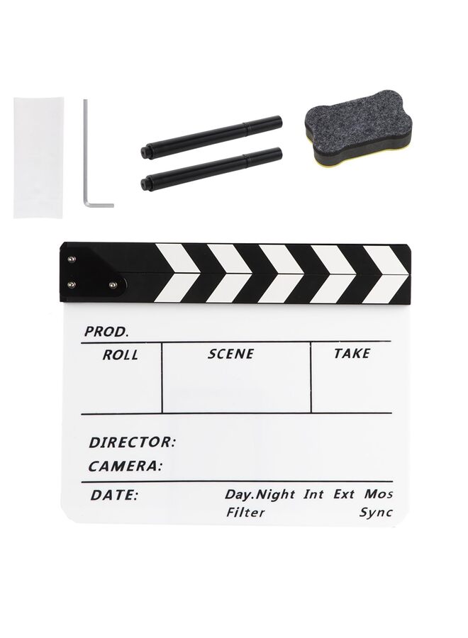 Clapper Board Clapboard Set with Magnetic Blackboard Eraser Custom Pens Cleaning Cloth and Hex Wrench for Movie Directors, TV Film, Action Scenes, Video Production - Image 1