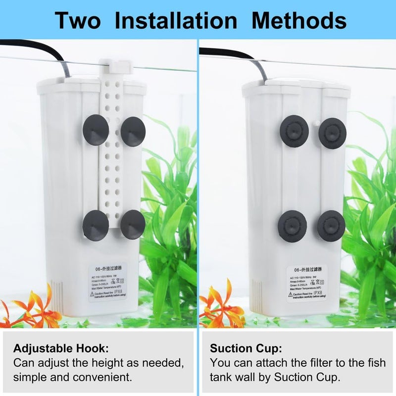 DATOO Aquarium Power Filter In-Tank Ultra Silent Small Fish Tank Filter 3W For Aquarium 1 to 10 Gallon Tank, 1 Yr Warranty - Image 5
