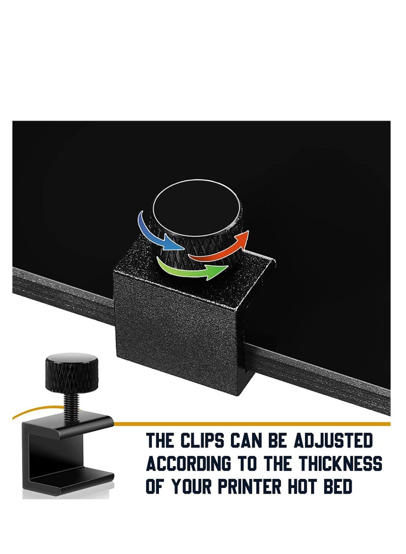 3D Printer Glass Bed Clips Clamps Adjustable Fixed Clips Compatible with Ender 3/3 Pro/V2, Ender 5/CR-10, CR-20 Pro, CR-10S, Aluminum Alloy 3D Printer Accessories 3D Printer Heat Bed Clips 8PCS  - Image 5