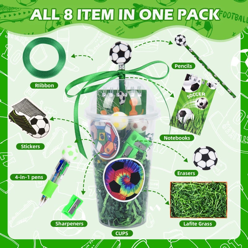 LiYiQ 247 Pcs Soccer Party Supplies Return Gifts for Party, Student Stationery Gifts from Teacher Rewards Prizes, Pencil Erasers Notebooks Stickers for Soccer Classroom Birthday - Image 3