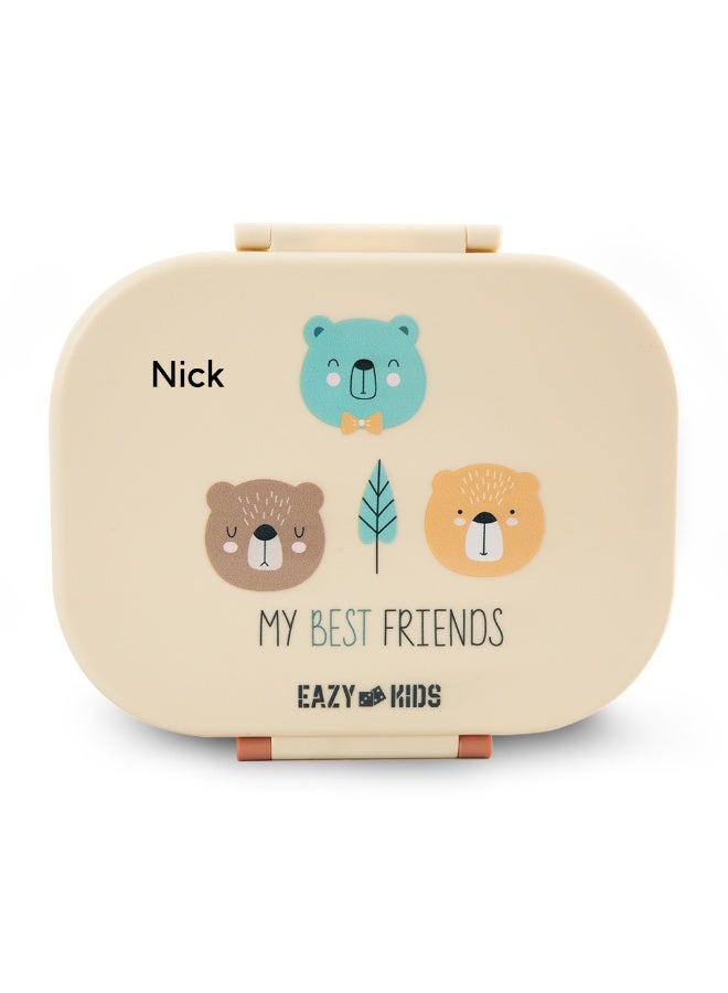 Eazy Kids مجموعة صندوق غداء بينتو شخصية للأطفال من Eazy Kids - 2 قطع، 1200 مل + 760 مل، مانع للتسرب، خالٍ من BPA، حاويات طعام بمقصورات - فريند آيفوري - Image 1