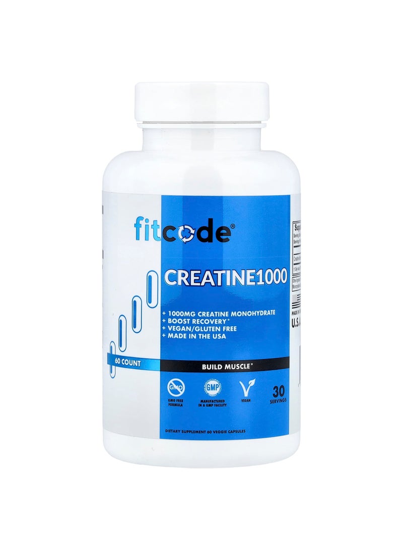 fitcode Creatine1000, 60 Veggie Capsules (500 mg per Capsule)