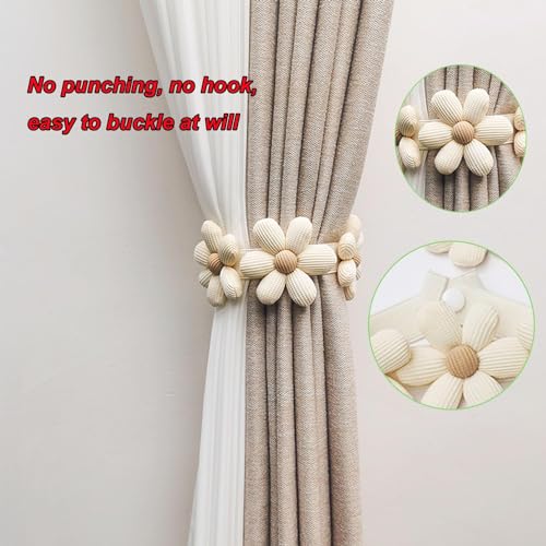 Home-Cloud HomeCloud Curtain Tiebacks Curtains Tied Rope for Home Drapes and Curtain Decor Curtain Tiebacks Holders,for Home Hotel Office Window Curtain Accessories (2 Pcs,Beige) - Image 3