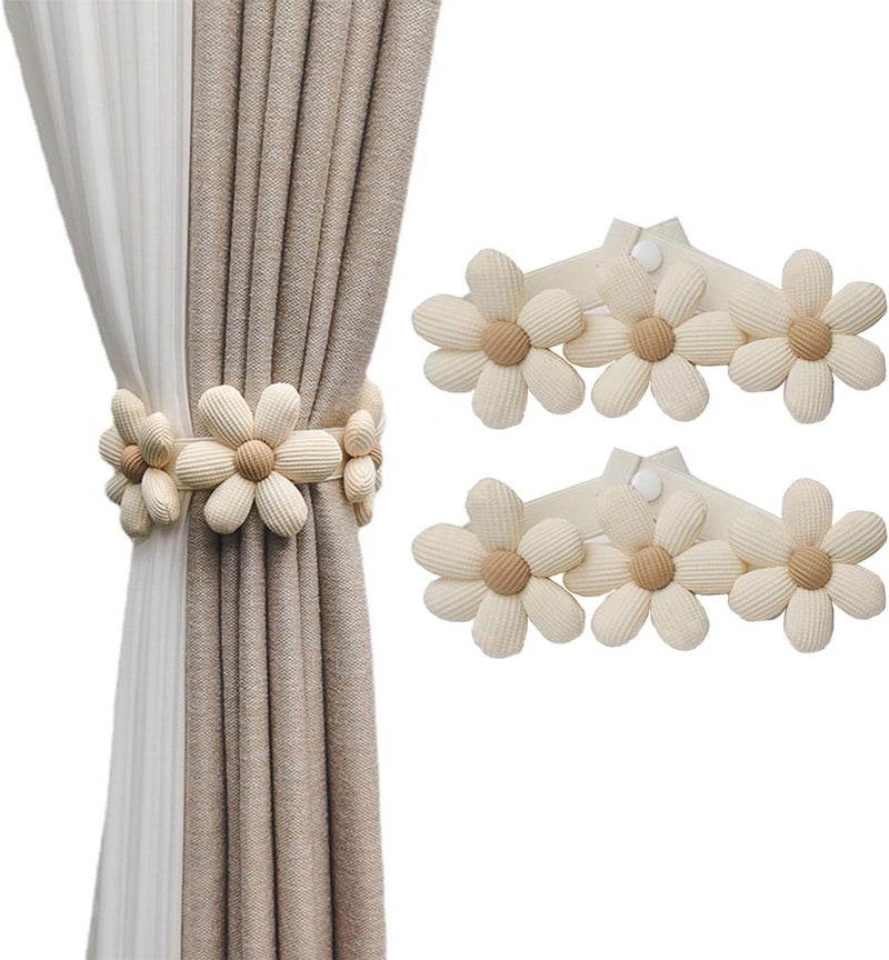 Home-Cloud HomeCloud Curtain Tiebacks Curtains Tied Rope for Home Drapes and Curtain Decor Curtain Tiebacks Holders,for Home Hotel Office Window Curtain Accessories (2 Pcs,Beige) - Image 1