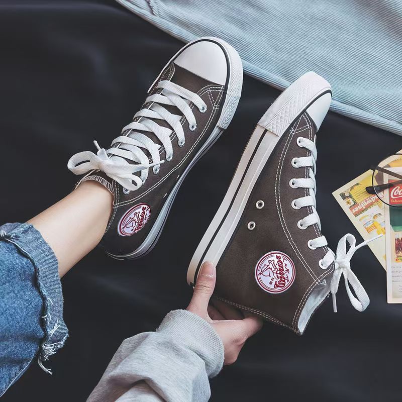 Warrior High-top canvas shoes for women, spring/autumn couple’s shoes, fashionable and trendy unisex footwear, versatile white sneakers for  students. - Image 1