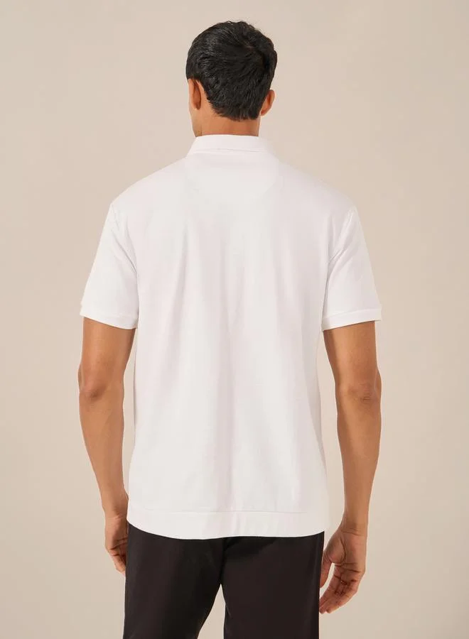 Styli Textured Concealed Zipper Polo T-Shirt