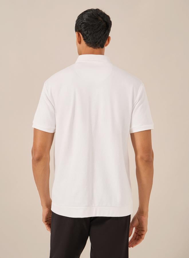 Styli Textured Concealed Zipper Polo T-Shirt  - Image 4