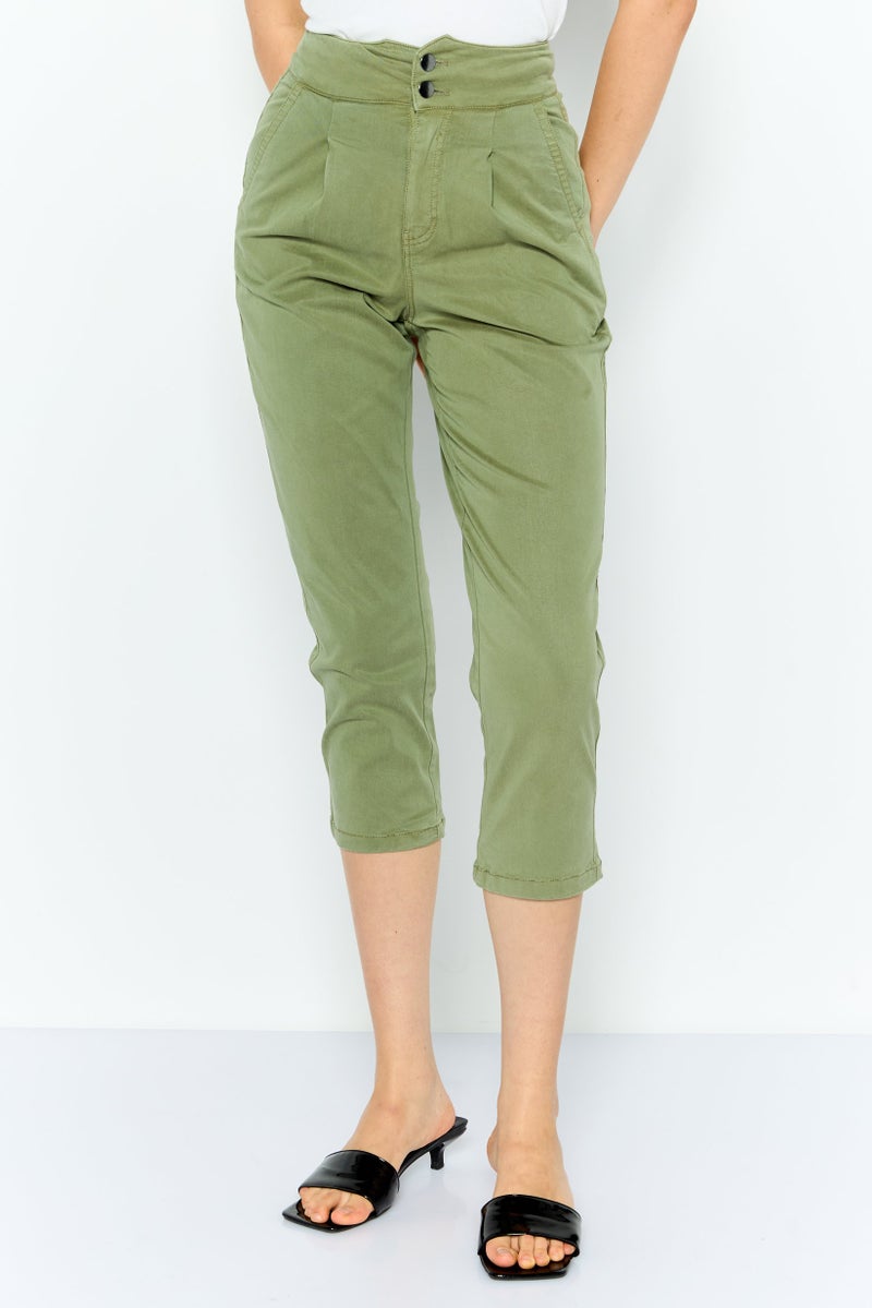 ONLY Women Regular Fit Plain Straight Leg Pants, Sage Green - Image 1