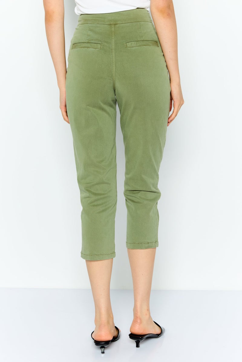 ONLY Women Regular Fit Plain Straight Leg Pants, Sage Green - Image 4
