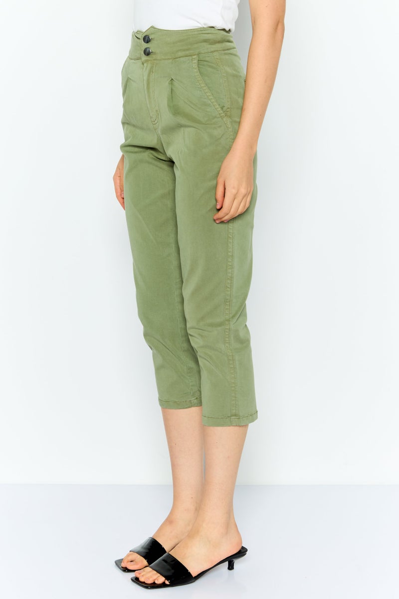 ONLY Women Regular Fit Plain Straight Leg Pants, Sage Green - Image 2