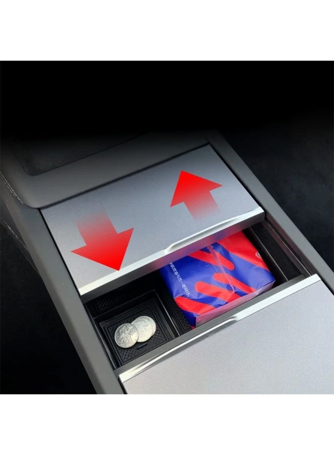 HPS 3PCS Central Armrest Flocking Storage Box for Tesla Model 3/Y – Black Color - Image 2