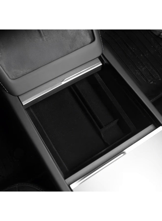HPS 3PCS Central Armrest Flocking Storage Box for Tesla Model 3/Y – Black Color - Image 4