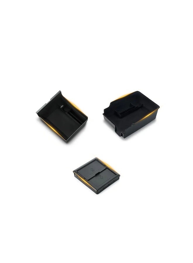 HPS 3PCS Central Armrest Flocking Storage Box for Tesla Model 3/Y – Black Color - Image 1