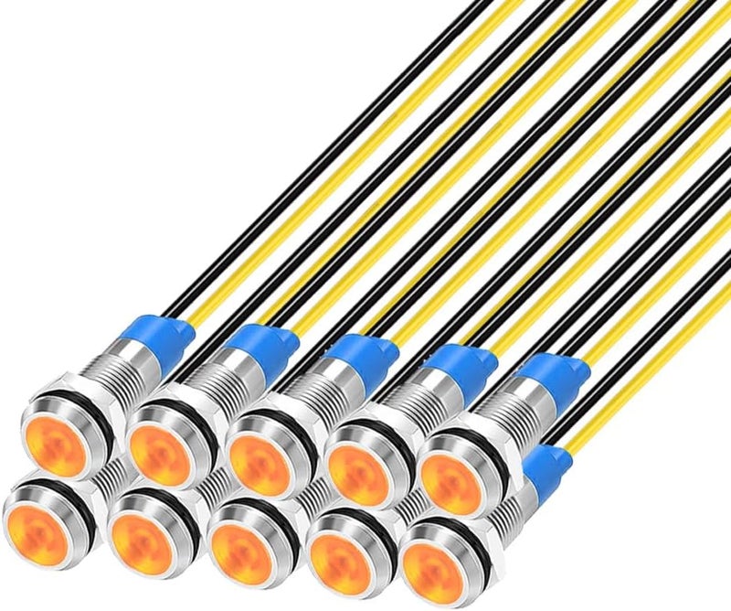 Gebildet 10pcs 6mm LED Metal Indicator Light 110V-220VAC Waterproof Signal Lamp (Yellow) - Image 1