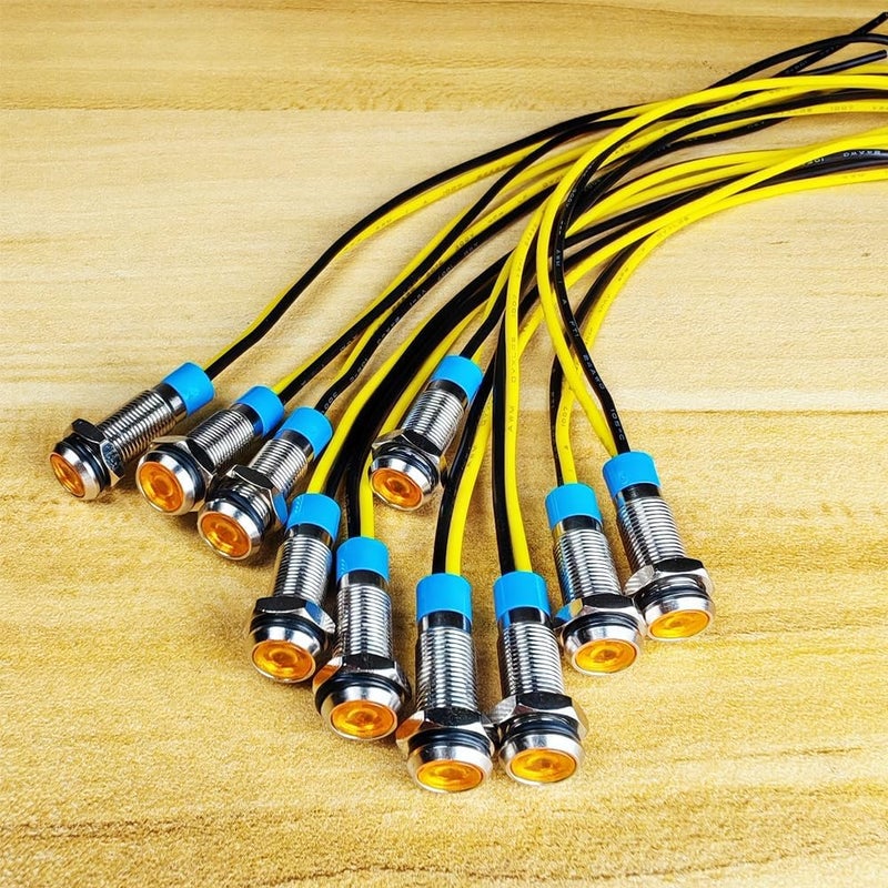 Gebildet 10pcs 6mm LED Metal Indicator Light 110V-220VAC Waterproof Signal Lamp (Yellow) - Image 2