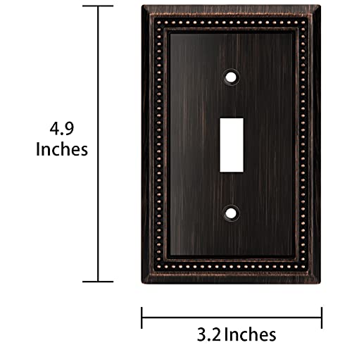 Henne Bery Sunken Pearls Heavy Duty Decorative Wall Plate Switch Plate Outlet Cover (Single Toggle, 3 Pack, Aged Bronze) - Image 3
