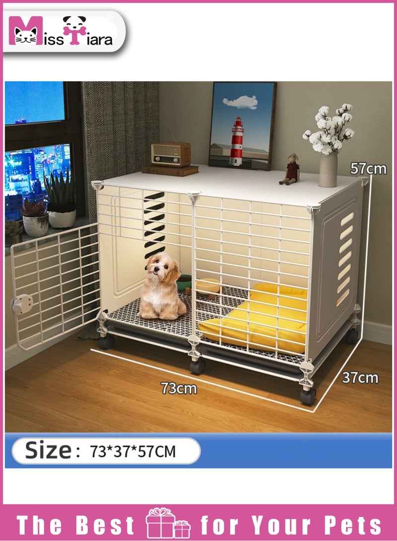 MissTiara Dog cage for small dogs  indoor dog kennel and toilet Perfect for Pet Lovers in Compact Spaces Size: 73*37*57  - Image 1