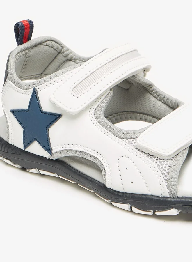 جونيورز Boys Star Applique Sandals With Hook And Loop Closure