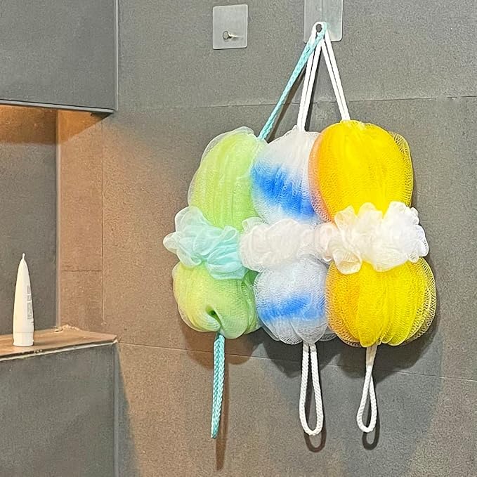 Clickswift Exfoliating Stretchable Mesh Bath Loofahs Body Back Scrubber Sponge Dense Foaming Foam And Spread Body Bath Shower Sponge for Men & Women Multicolor 5 Pcs - Image 4