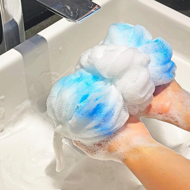 Clickswift Exfoliating Stretchable Mesh Bath Loofahs Body Back Scrubber Sponge Dense Foaming Foam And Spread Body Bath Shower Sponge for Men & Women Multicolor 5 Pcs - Image 3