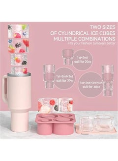 Generic Silicone Ice Cube Tray for Stanley cup Tumbler Cup Silicone Mug Ice Mold Ice Cube Mold Cooling Ice Making Mold for Freezer (Pink)  - Image 2
