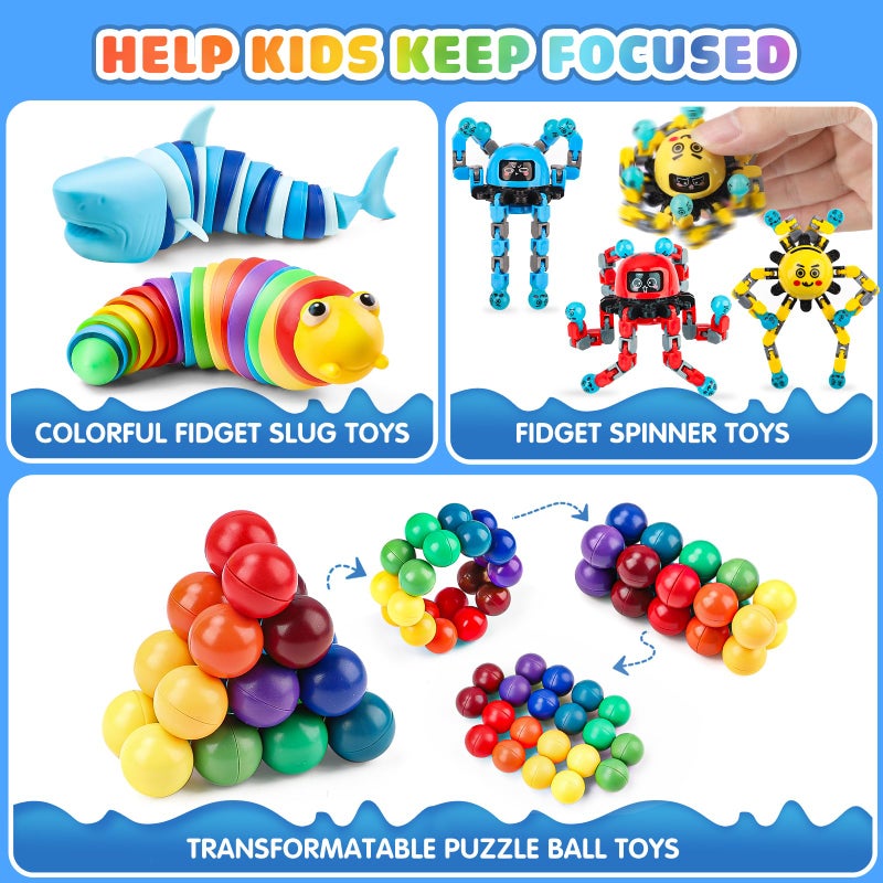 Hepoasky Fidget Sensory Toys for Kids Adults with Autism ADHD: 13 Pack Anxiety Relief Items Toy, Fun Classroom Prize & Travel Toys, Stress Relief Toy Gifts Party Favors for Kids - Image 4